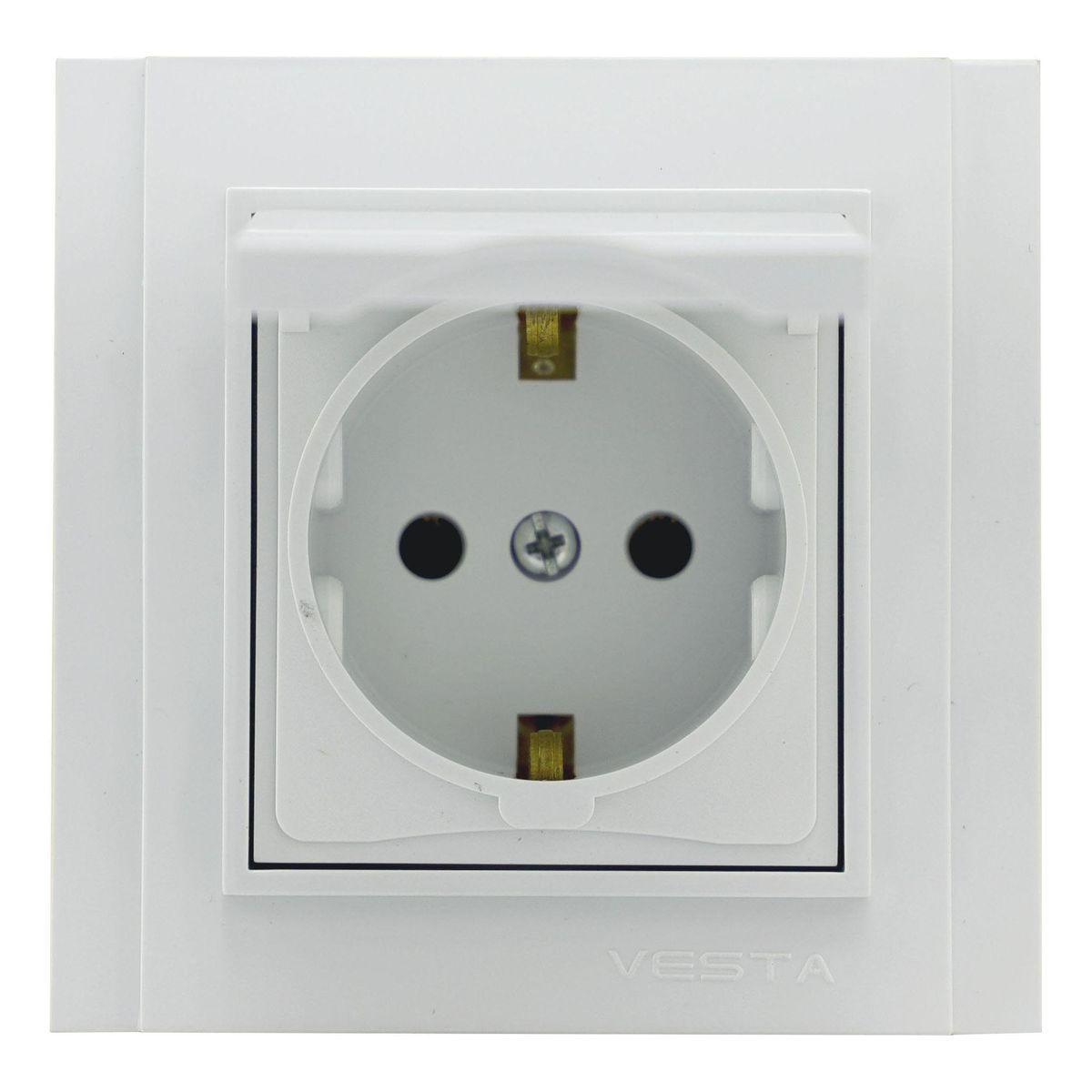 Розетка 2P+E Vesta-Electric Verona с крышкой белый FRZ00020103BEL