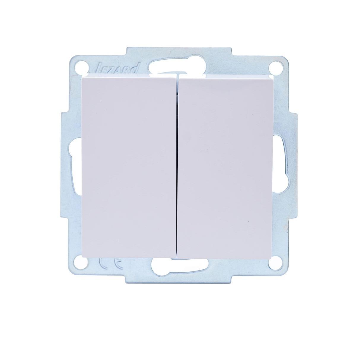 Выключатель двойной Lezard Vesna белый 742-0288-101