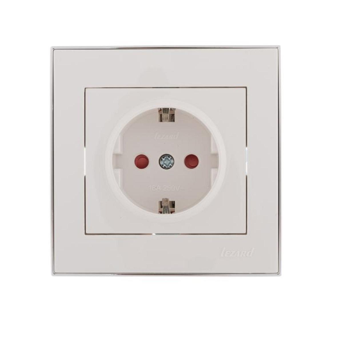 Розетка с защитой от детей Lezard Rain белая с бок. вст. хром 703-0225-124