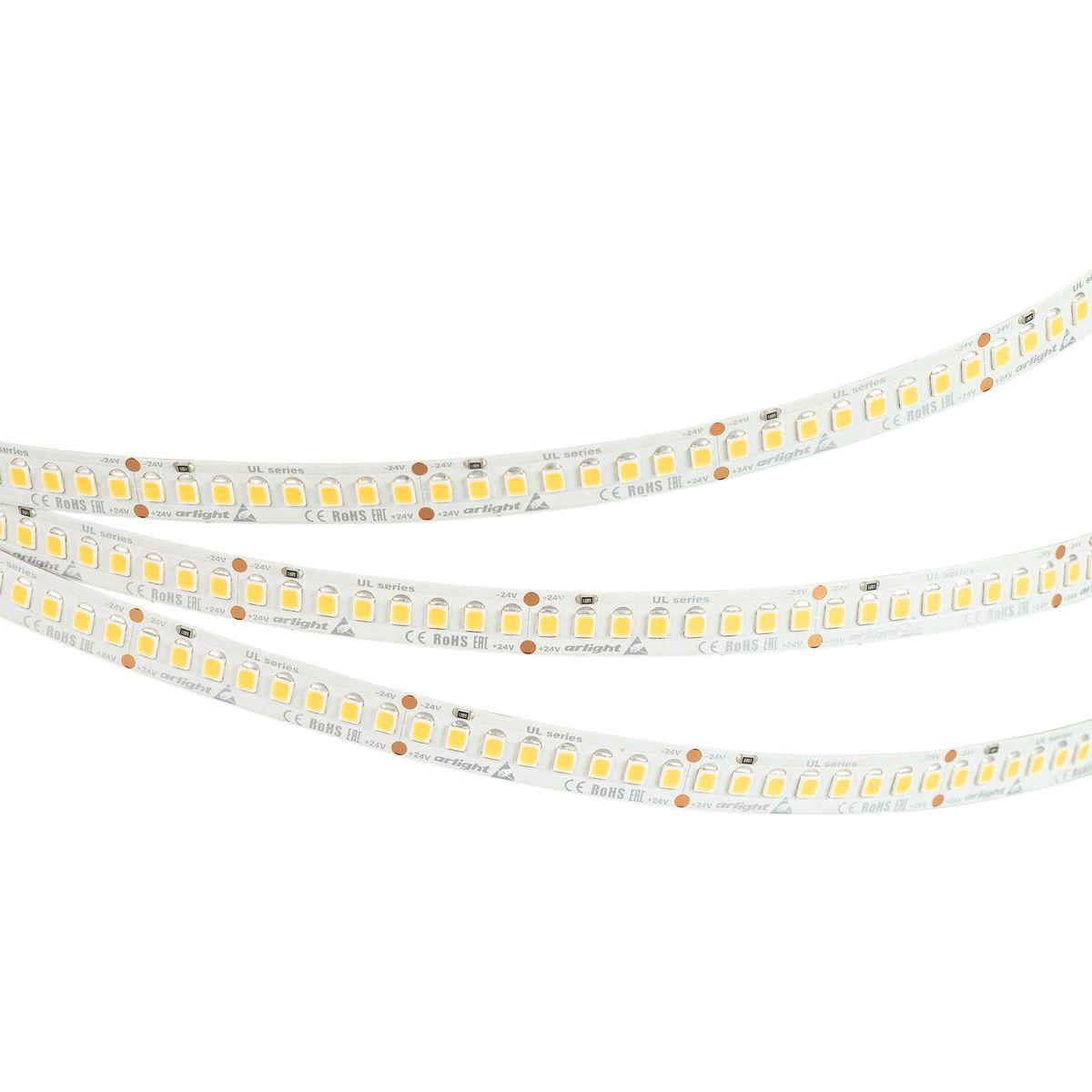 Светодиодная лента Arlight 20W/m 200LED/m 2835SMD теплый белый 5M UL-A200-10mm 24V Warm3000 037224