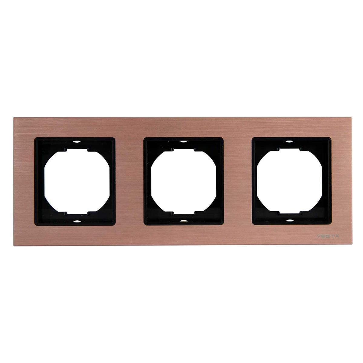 Рамка 3-постовая Vesta-Electric Exclusive Silver Champagne шампань FRM050301BSH
