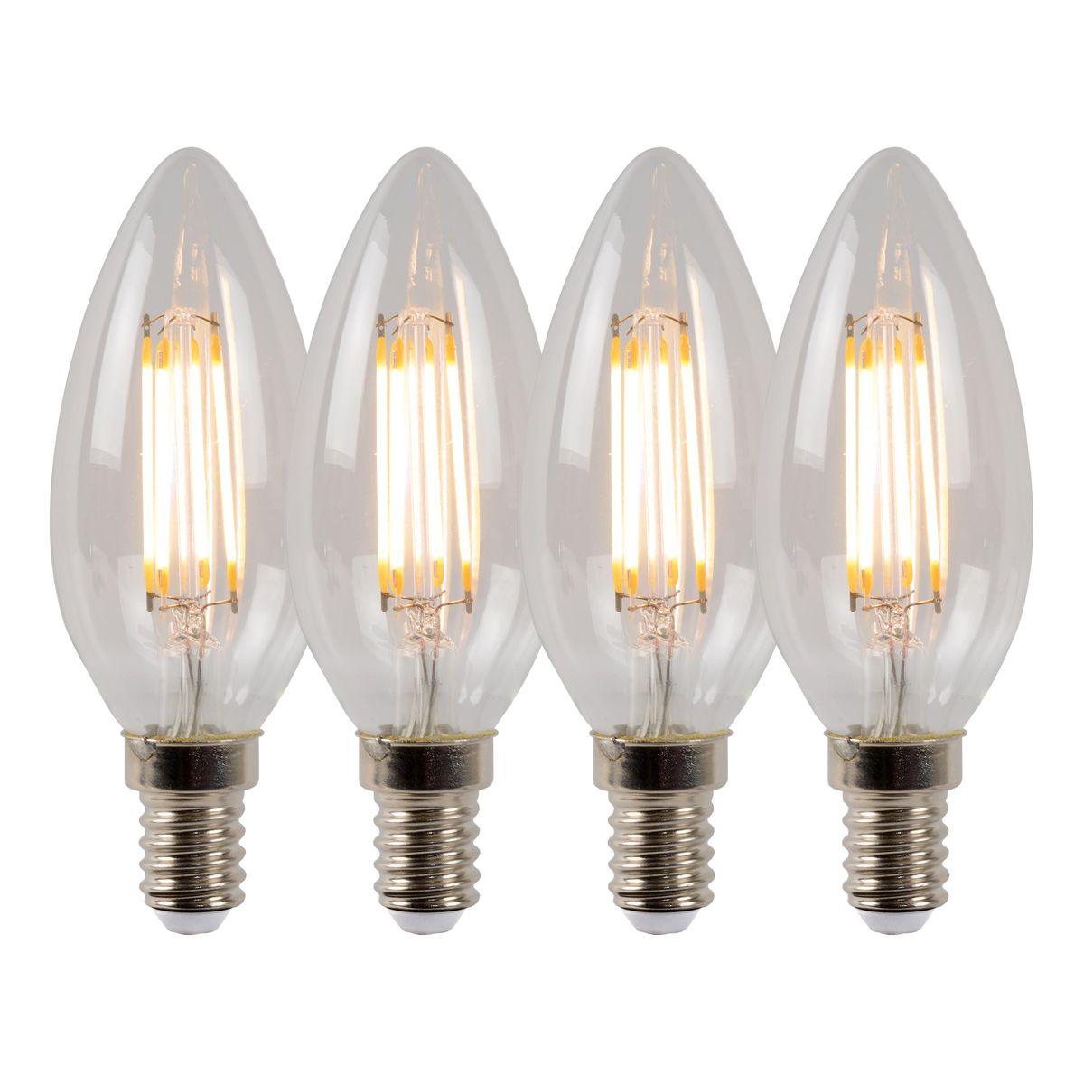 Лампа светодиодная диммируемая Lucide E14 4W 2700K прозрачная 49023/14/60