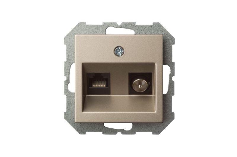 Розетка RJ45/TV Liregus Epsilon шампань 28-315