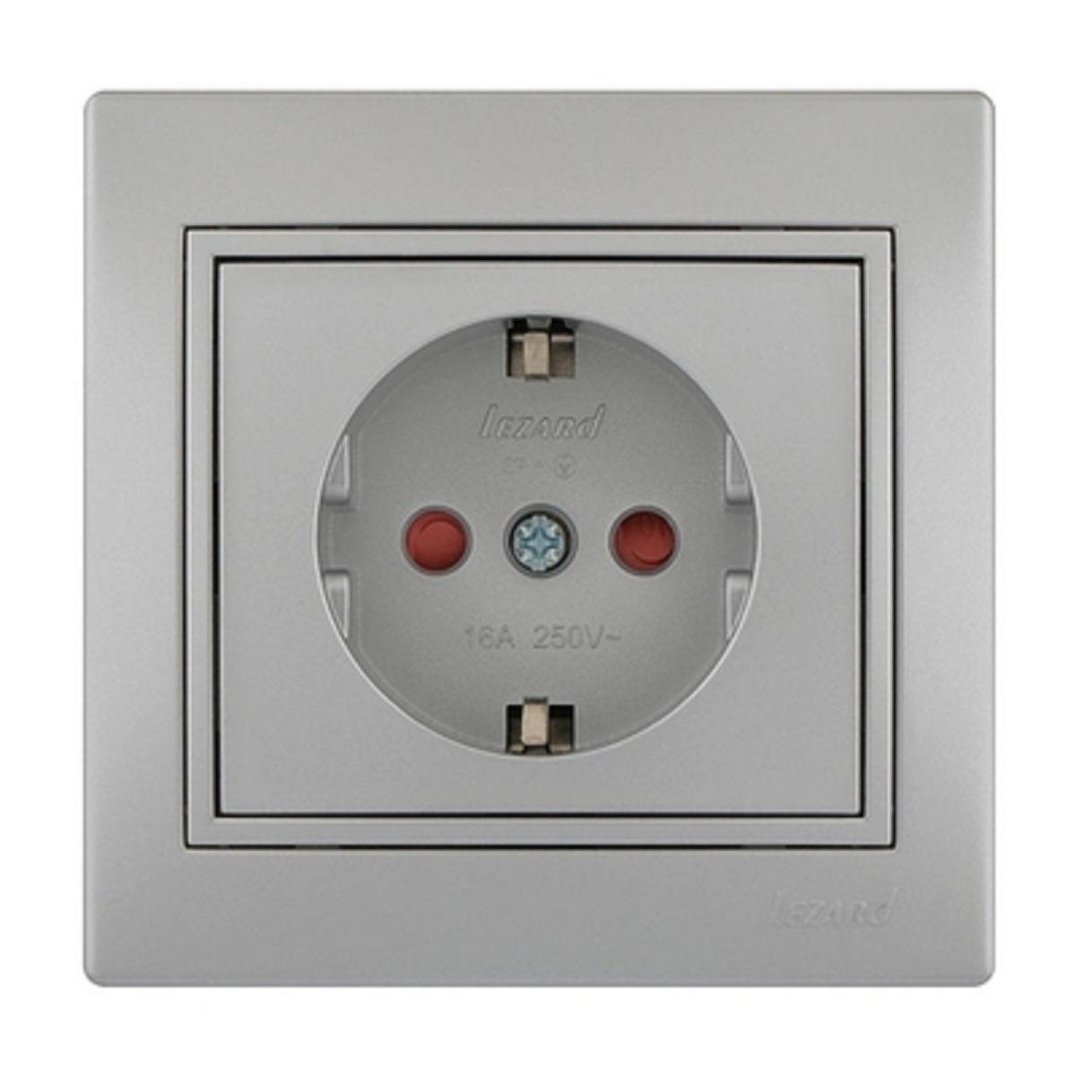 Розетка с защитой от детей Lezard Mira серебро 701-1010-124B