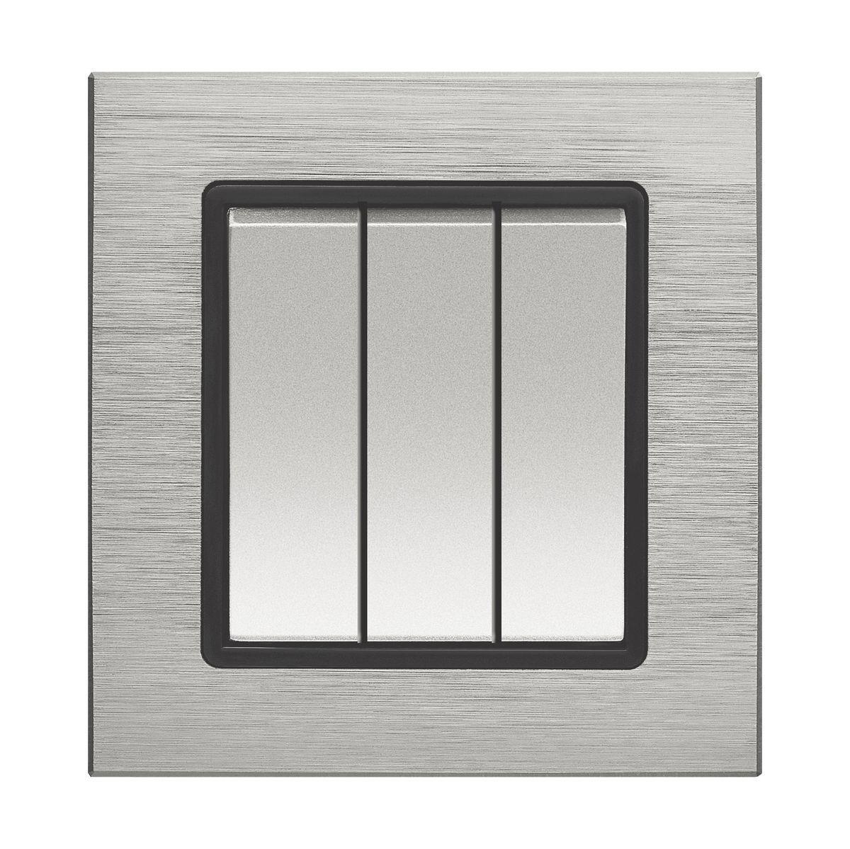 Выключатель трехклавишный Vesta-Electric Exclusive Silver Metallic серебро FVK050306STA