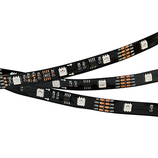 Лента SPI-5000-AM 12V RGB (5060,150 LED x3,1804, Black) (Arlight, Открытый, IP20)