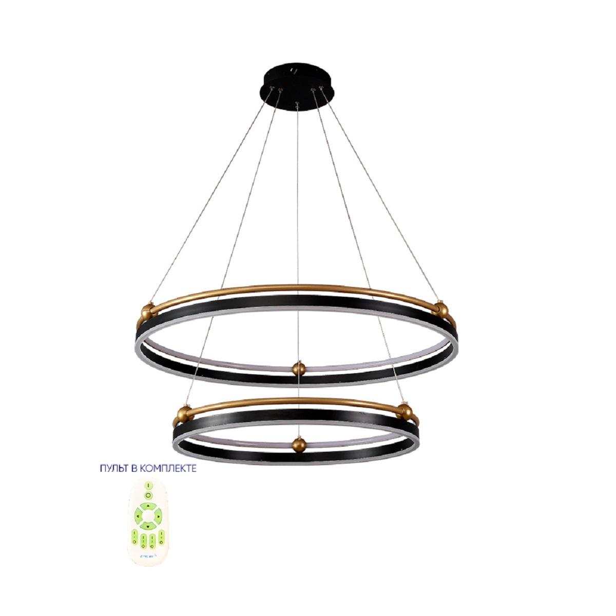 Подвесная люстра Crystal Lux FERNANDO SP123W LED D600+800 BLACK/GOLD