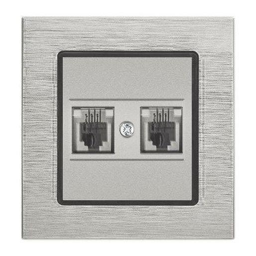 Розетка телефонная двойная Vesta-Electric Exclusive Silver Metallic серебро FRZMT040002SER