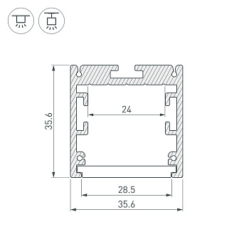 Профиль SL-ARC-3535-D1500-A45 SILVER (590мм, дуга 1 из 8) (Arlight, Алюминий)