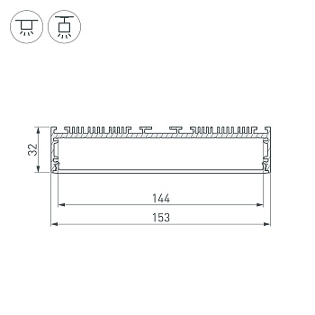 Профиль ARH-POWER-W150-2000 ANOD (Arlight, Алюминий)
